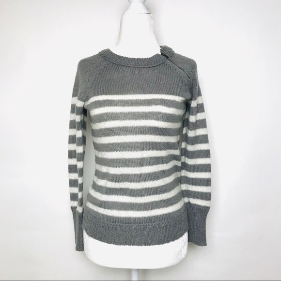 J. Crew Soft Wool Crew Neck Gray White Sweater XS - Picture 2 of 9